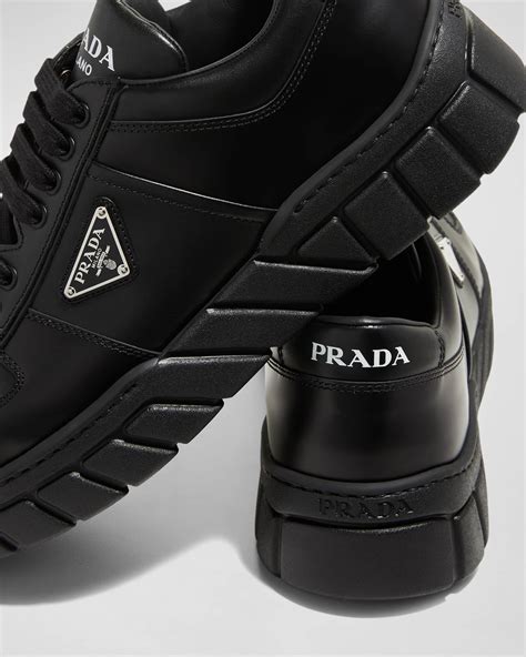 prada men's fly blok triangle logo leather sneakers|PRADA Nappa Metal Triangle Logo Fly Blok Mens Sneakers 10.5 .